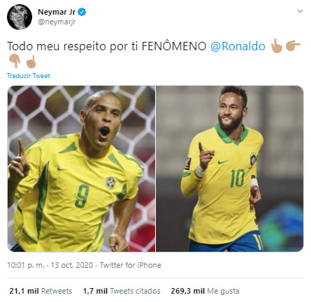 Neymar, dedicatoria, Ronaldo, Selección de Brasil, Selección de Perú, Eliminatorias Sudamericanas al Mundial de Fútbol Qatar 2022, Eliminatorias Sudamericanas Qatar 2022