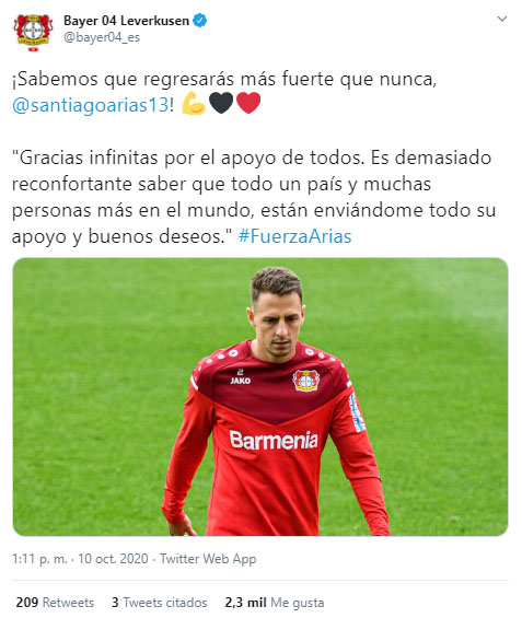 Santiago Arias, Selección Colombia, Selección de Venezuela, Eliminatorias a Qatar 2022, Mundial de Fútbol Qatar 2022, Bayer Leverkusen, tweet