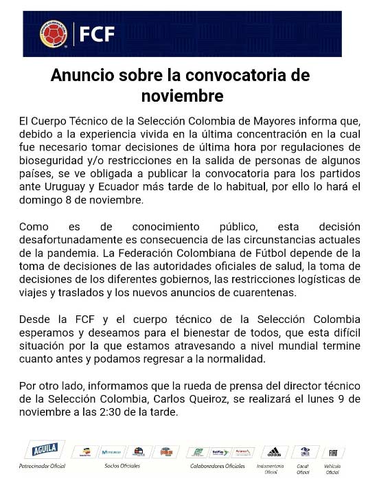 Fútbol uruguayo: El comunicado de la selección