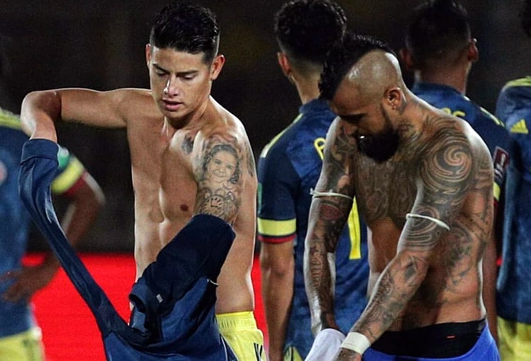 Arturo Vidal, James Rodríguez, Selección de Chile, Selección Colombia, Eliminatorias Sudamericanas al Mundial de Fútbol Qatar 2022, Eliminatorias Sudamericanas Qatar 2022