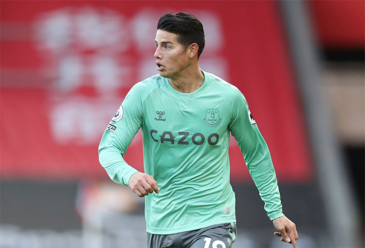 Cuándo vuelve a jugar James con el Everton y la tabla de la Premier League