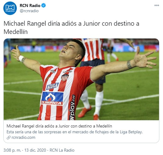 Michael Rangel, Deportivo Independiente Medellín, DIM, Junior FC, América de Cali, RCN Radio
