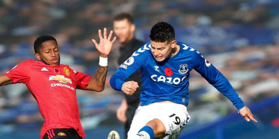 James Rodríguez vuelve a ser baja con Everton, ahora ante el Manchester United