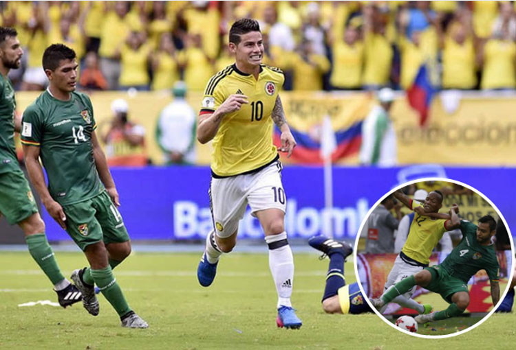 La reacción de James Rodríguez al intercambiar camiseta con Luis Quiñones