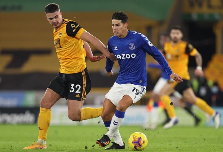 Así fue el regreso de James Rodríguez a la titular de Everton en Premier League