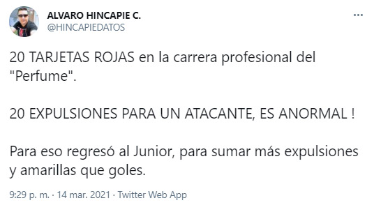 Álvaro Hincapié, Teófilo Gutiérrez, Atlético Nacional, Liga BetPlay 2021-I, tweet 1