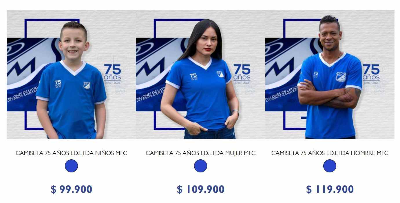 Nueva camiseta de Millonarios, edición limitada 75 años