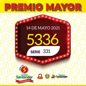 14 de mayo sorteo loteria santander resultado numero 5336 serie 331